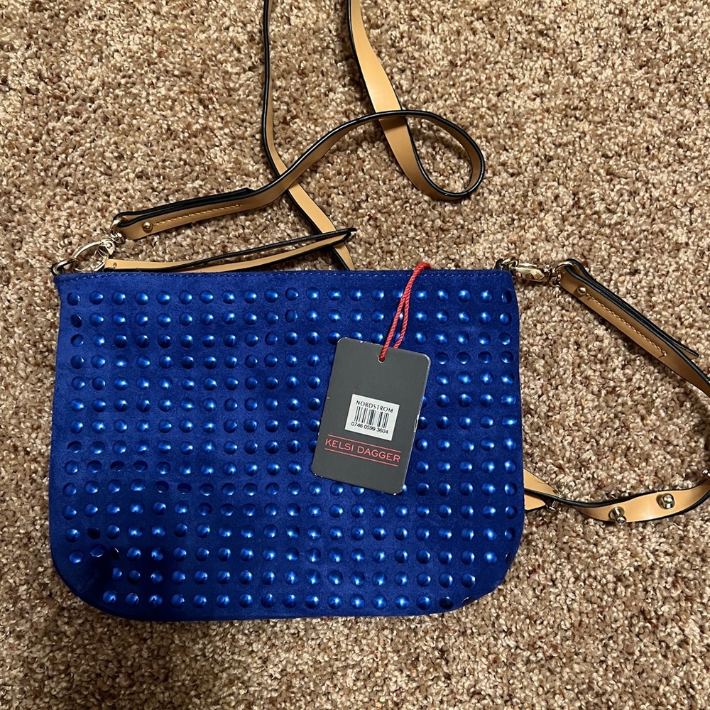 Kelsi Dagger Vibrant Blue Studded Crossbody Bag